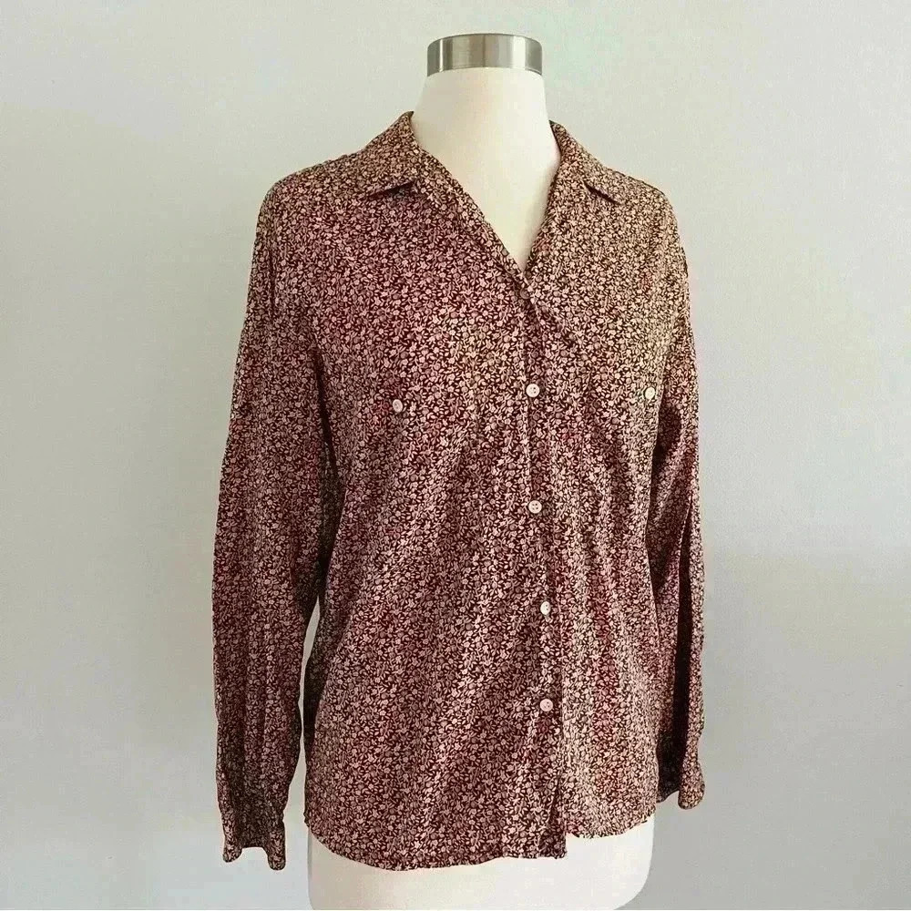 Vintage Italy Button Down Shirt Fruit Print Sz S Cotton